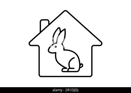 Rabbit pet house icon. Line icon style. icon related to pet care. Simple vector design editable Stock Vector