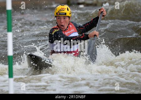 Prague, Czech Republic. 13th May, 2023. TEREZA FISEROVA of Czech Republic in action during the Women's C1 final at the Canoe Slalom Czech National Cup 2023 at Troja water canal in Prague, Czech Republic. (Credit Image: © Slavek Ruta/ZUMA Press Wire) EDITORIAL USAGE ONLY! Not for Commercial USAGE! Credit: ZUMA Press, Inc./Alamy Live News Stock Photo