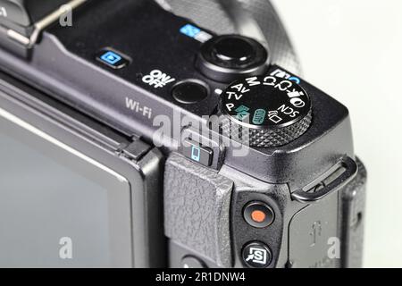 The dioptric adjustment knob for viewfinder on camera, close up Stock ...