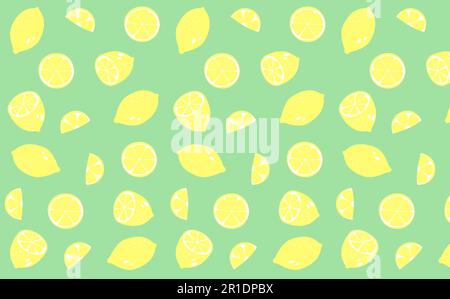 Seamless pattern citrus fruit lemon on a mint background.Vector background abstraction. eps10 vector Stock Vector