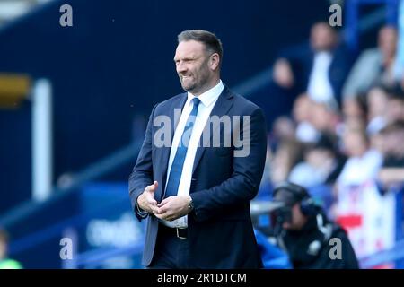 Bolton, UK. 13th May, 2023. Ian Evatt, the manager of Bolton Wanderers looks on. EFL Skybet football league one play off semi final, 1st leg match, Bolton Wanderers v Barnsley at the University of Bolton stadium in Bolton, Lancs on Saturday 13th May 2023. this image may only be used for Editorial purposes. Editorial use only, pic by Chris Stading/Andrew Orchard sports photography/Alamy Live news Credit: Andrew Orchard sports photography/Alamy Live News Stock Photo