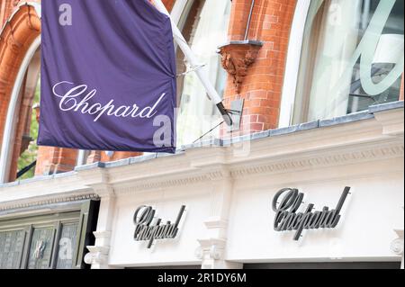 London UK. 11th May 2023. A shop sign of Chopard Store on May