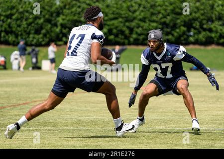 Dallas Cowboys sixth-round draft pick cornerback Eric Scott (37), undrafted free  agent defensive back D'Angelo Mandell (38), undrafted free agent defensive  end Tyrus Wheat (91) and third-round draft pick linebacker DeMarvion  Overshown