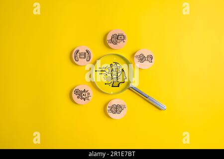 Businessman with smart Artificial Intelligence AI technology Stock Photo