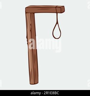 Hand-drawn wooden gallows with doodle loop vector illustration Stock Vector