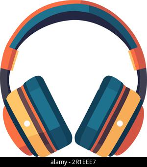 Headphones musical equipment vector illustration in flat technique Stock Vector