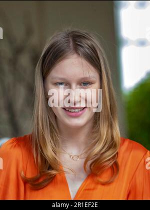 Brussel, Belgien. 13th May, 2023. Princess Eleonore of Belgium at the Royal Domain of Laeken in Brussel, on May 13, 2023, to attend a Garden Party with 600 Belgians from all over the country, on the occasion of King Filip tenth anniversary of Kingship Credit: Albert Nieboer/Netherlands OUT/Point de Vue OUT/dpa/Alamy Live News Stock Photo