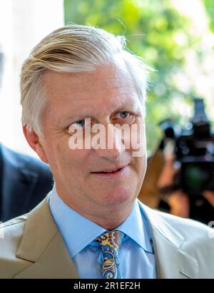 Brussel, Belgien. 13th May, 2023. King Filip of Belgium at the Royal Domain of Laeken in Brussel, on May 13, 2023, to attend a Garden Party with 600 Belgians from all over the country, on the occasion of King Filip tenth anniversary of Kingship Credit: Albert Nieboer/Netherlands OUT/Point de Vue OUT/dpa/Alamy Live News Stock Photo