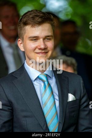 Brussel, Belgien. 13th May, 2023. Prince Gabriel of Belgium at the Royal Domain of Laeken in Brussel, on May 13, 2023, to attend a Garden Party with 600 Belgians from all over the country, on the occasion of King Filip tenth anniversary of Kingship Credit: Albert Nieboer/Netherlands OUT/Point de Vue OUT/dpa/Alamy Live News Stock Photo