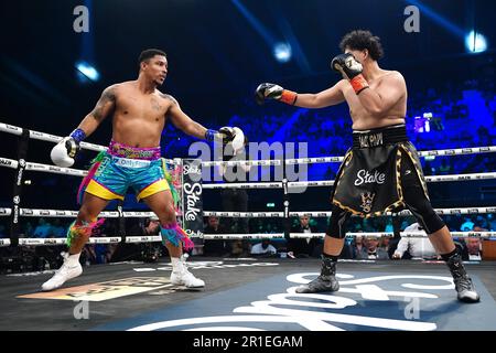 Anthony Taylor (left) and Salt Papi in action in the Cruiserweight bout at the OVO Arena Wembley, London. Picture date: Saturday May 13, 2023. Stock Photo