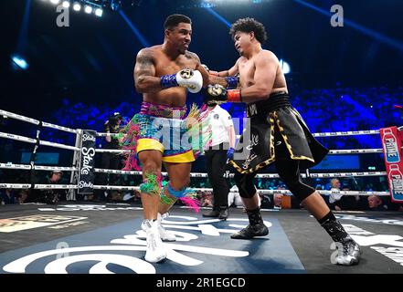 Anthony Taylor (left) and Salt Papi in action in the Cruiserweight bout at the OVO Arena Wembley, London. Picture date: Saturday May 13, 2023. Stock Photo