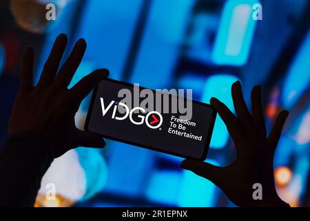 Brazil. 13th May, 2023. In this photo illustration, the Vidgo logo is displayed on a smartphone screen. (Credit Image: © Rafael Henrique/SOPA Images via ZUMA Press Wire) EDITORIAL USAGE ONLY! Not for Commercial USAGE! Stock Photo