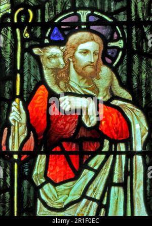 The Good Shepherd, stained glass window, Snettisham, Norfolk, England Stock Photo