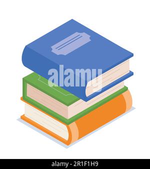 Isometric books concept Stock Vector