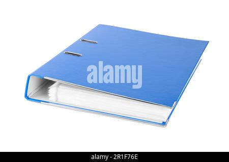 One blue office folder isolated on white Stock Photo