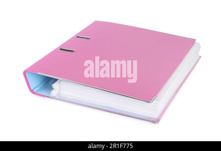 One pink office folder isolated on white Stock Photo