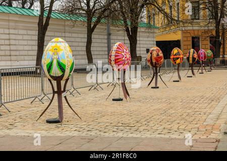 Eastern Europe,Ukraine, Kiev, Kyiv. Easter egg exhibition at Sophia Square. Editorial Use Only. April 12, 2018. Stock Photo