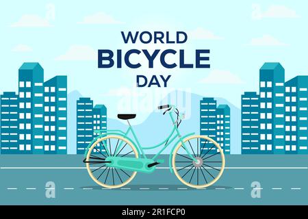 flat design world bicycle day background design vector Stock Vector