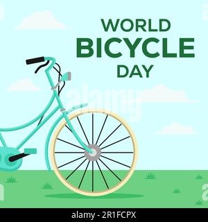 flat vector world bicycle day illustration design Stock Vector