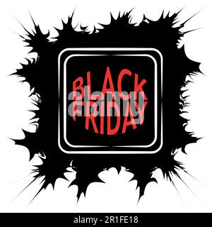 Dark web banner for black Friday sale. vector frame form cracks scribble Doodle, pop art style Stock Vector