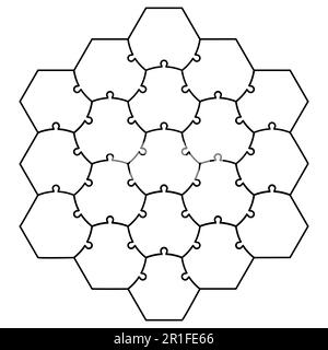 Hexagonal jigsaw puzzle template puzzle vector puzzle form a honeycomb Stock Vector