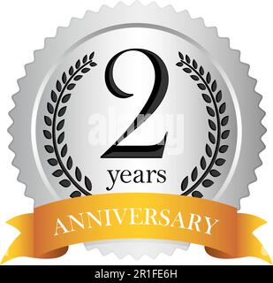 Silver anniversary medal icon | 2nd anniversary Stock Vector