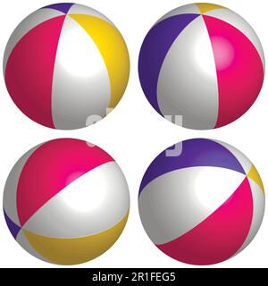 set 3D beach ball isometric Stock Vector