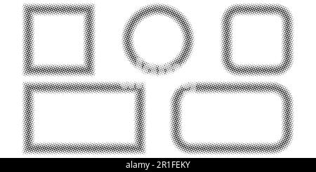 Photo frame, halftone effect, vector set of frames for pictures halftone dots, pop art style for a cartoon comic Stock Vector