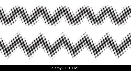 Zigzag halftone effect, vector zig zag dots halftone pattern for design Stock Vector