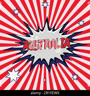 Flag of Australia in the style of pop art Comic Speech Bubble Stock Vector