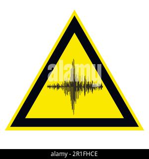 Loud noise warning sign. Triangle yellow background. Safety signs and ...