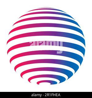 Company logo circle, sphere with horizontal stripes with a gradient from red to blue color, vector logo planet earth Stock Vector