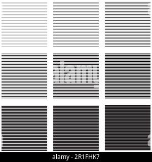 Set backgrounds horizontal lines and stripes with different thickness and intensity Stock Vector