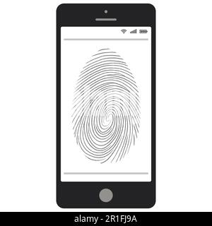 scanning of the fingerprint on the mobile phone Stock Vector