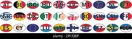 flags of the country of the EU oval sticke Stock Vector