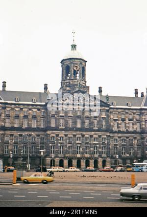 Taxi Cabs parked in front of the Royal Palace in Amsterdam, Netherlands ca. 1968 Stock Photo