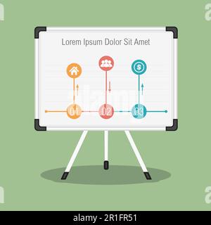 Whiteboard with chart, flat design, vector eps10 illustration Stock Vector
