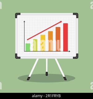 Whiteboard with growing bar graph, vector eps10 illustration Stock Vector