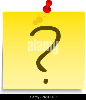 Question mark on yellow sticky note, vector eps10 illustration Stock Vector