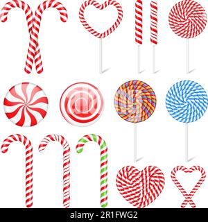 Set of different candies and lollipops, vector eps10 illustration Stock Vector