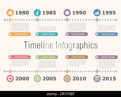 Horizontal timeline infographics design template, vector eps10 illustration Stock Vector