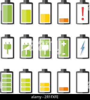 Battery icons set, vector eps10 illustration Stock Vector