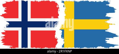Sweden and Norway grunge flags connection, vector Stock Vector