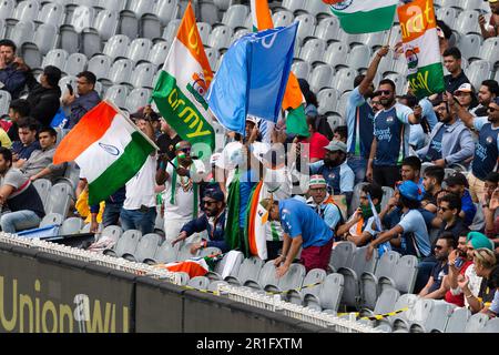 Melbourne, Australia, 27 December, 2020. Indian Cricket Fans wave flags during day two of the Second Vodafone Test cricket match between Australia and India at the Melbourne Cricket Ground on December 27, 2020 in Melbourne, Australia. Credit: Dave Hewison/Dave Hewison Stock Photo