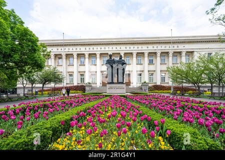 Sofia, Bulgaria. May 2023. Exterior view of the National Library building in the city center Stock Photo