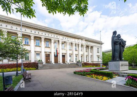 Sofia, Bulgaria. May 2023. Exterior view of the National Library building in the city center Stock Photo