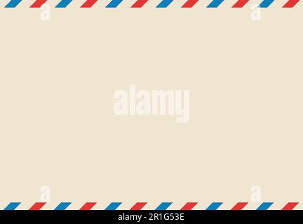 Airmail envelope frame with blue and red stripes on white background. International vintage letter border. Retro air mail postcard. Blank envelope Stock Vector