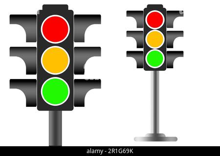 Traffic light isolated on white background, 3d rendering Stock Photo