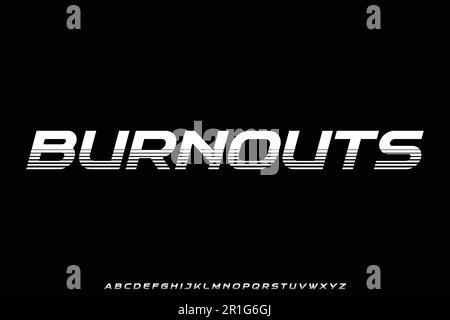 Modern futuristic slant alphabet display font vector with line stripe ...