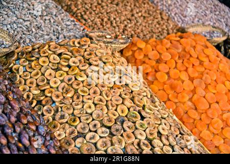 Dried food on the arab street market stall Stock Photo